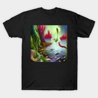 SeaScape Painting With Colorful Sea Plants T-Shirt